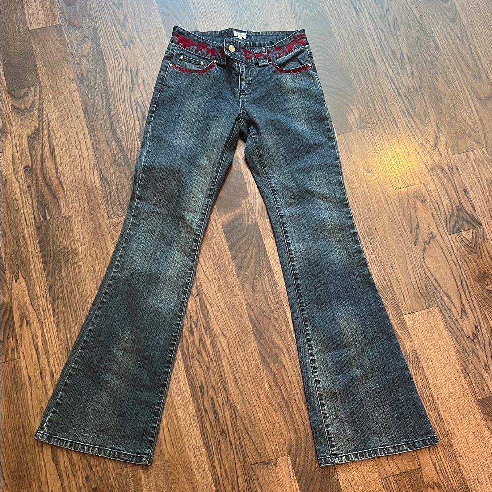 Cach’e Flared Jeans With Patterned Embellishments - image 1